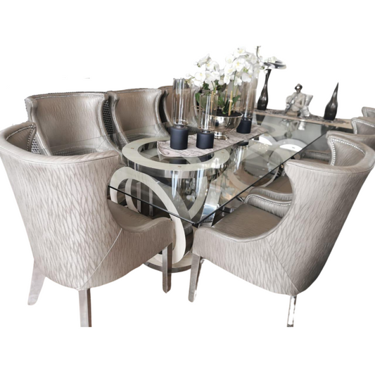 Chrome 8 dining with tub chair