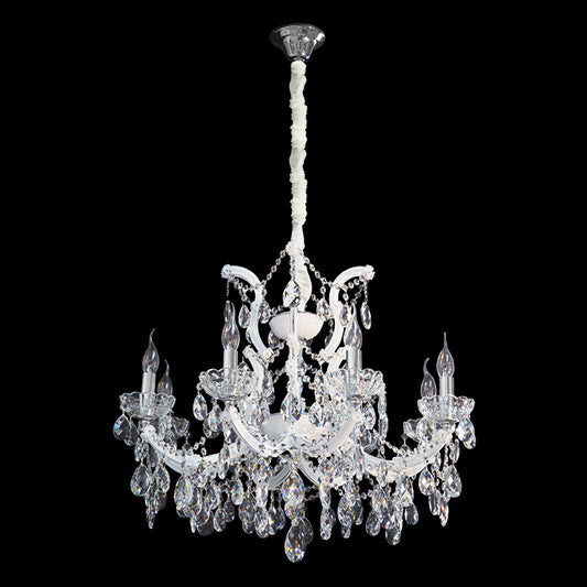 Medium 8 White Arm Crystal Chandelier 8061/8