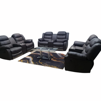 Full leather 3 double piece recliner