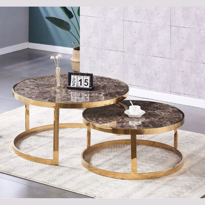 Gold steel coffee table set