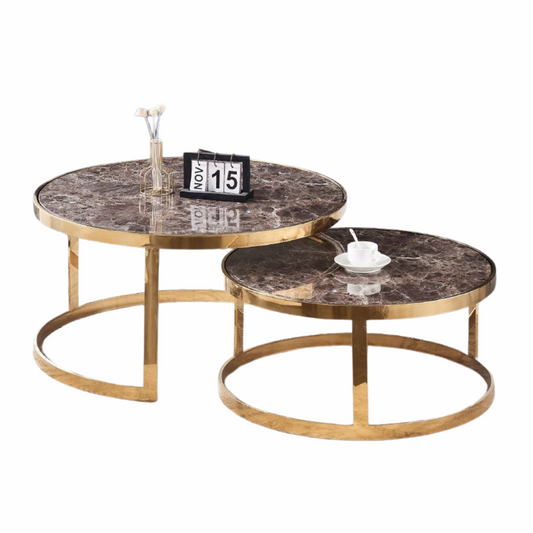 Gold steel coffee table set