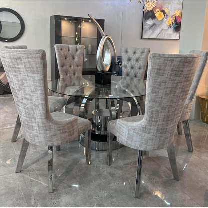 Round chrome 6 seater with beauty chair