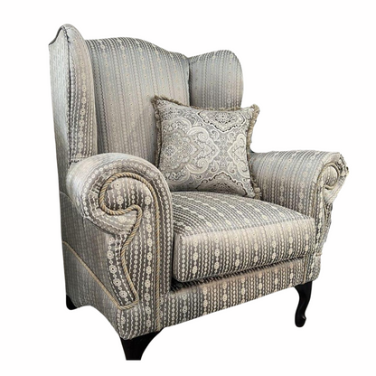 King wing back fabric single chair