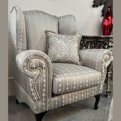 King wing back fabric single chair