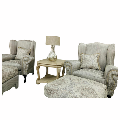 King wing back fabric single chair